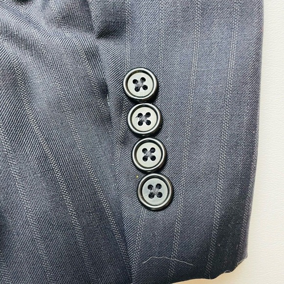 Hickey Freeman Madison Blazer Jacket Mens 42S Black Wide Pinstripe Worsted Wool - Picture 7 of 13